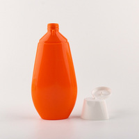 Emballage cosmétique pour soins de la peau, flacon en plastique HDPE de couleur orange de 200 ml et 400 ml avec bouchon à rabat pour lait corporel et crème