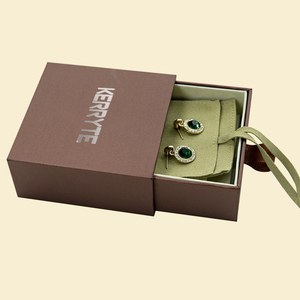 Custom Logo Luxury Sliding Drawer Packaging Box Recycle Paperboard <b>Earrings</b> Necklaces Rings Brown Paper <b>Gift</b> <b>Boxes</b> for Jewelry - Product Image 1