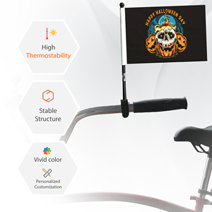 Wholesale Custom 6x8inch Happy Halloween Bicycle Flags <b>Banners</b> Digital Printed with Screw Plastic Flagpole - Product Image 3