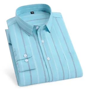Camicie a maniche lunghe Oxford in cotone 100% tinto in filo, taglie forti fino alla 14XL, per <span class=keywords><strong>uomo</strong></span>, eleganti, <span class=keywords><strong>casual</strong></span> chic, da ufficio, a quadri - Product Image 3