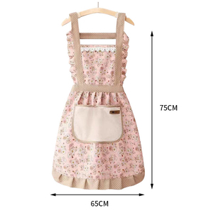 Tabliers floraux pour femmes avec poche, tabliers de cuisine doux pour femmes, tabliers de chef pour la cuisine et le jardinage, tablier en coton avec sangle réglable - Product Image 2