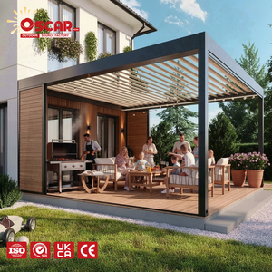 <span class=keywords><strong>Pergola</strong></span> de jardin extérieure de qualité supérieure avec panneaux solaires automatiques transparents et toit à lamelles en aluminium - Product Image 1