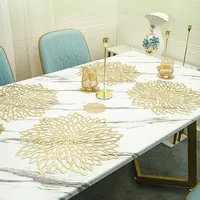 Napperon de pièce maîtresse de mariage fleur creux PVC rond Rose napperons isolation thermique Table à manger tapis de Table doré dessous de verre