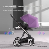 Poussette Bébé Aibeli Future 5S Smart Brake High Landscape avec Pneus en PU, Cadre Pliable en Alliage d'Aluminium I-S035A-1 pour Voyage de Nouveau-né
