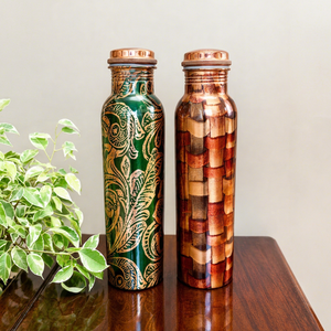 Handmade Pure <b>Copper</b> Water Bottle with Unique Design Eco Friendly Sustainable Ayurvedic Wellness <b>Gift</b> <b>for</b> <b>Men</b> and Women - Product Image 1