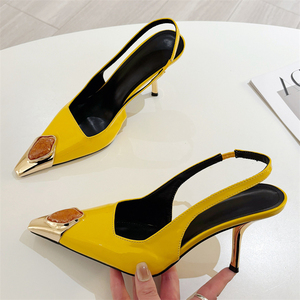 Nuevos Zapatos Elegantes de Mujer con Punta de Metal y Gemas, de Cuero, Cómodos, de Alta Gama, para Oficina y Fiestas, Tacones Altos - Product Image 3