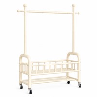 Porte-vêtements autoportant moderne blanc cassé avec double barre de suspension pour hôtel, salon, chambre à coucher, usage quotidien et rangement