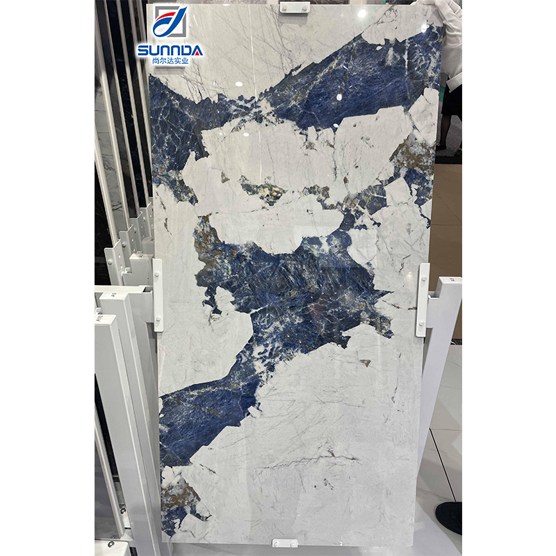 Piastrelle per pavimenti in marmo smaltato lucido 60x120 gres porcellanato di lusso colore bianco blu piastrelle di alta qualità