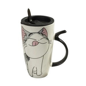 Tasse à café avec couvercle, en céramique, motif chat mignon, de grande capacité 600ml, tasse pour animaux, gobelet créatif, pour le thé, le lait, les cadeaux, nouveauté - Product Image 5