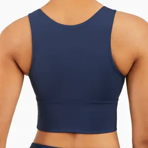 Wholesale Women High Neck Yoga Tank Tops High Intensity Long Hem Sports Bras