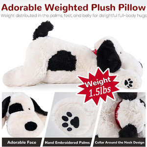 2025 yeni siyah ve beyaz köpek ağırlıklı doldurulmuş hayvanlar ağırlıklı peluş köpek doldurulmuş hayvanlar büyük doldurulmuş köpek peluş yastık - Product Image 4