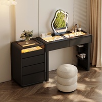 Table de maquillage multifonctionnelle haut de gamme en bois massif pour chambre principale avec éclairage