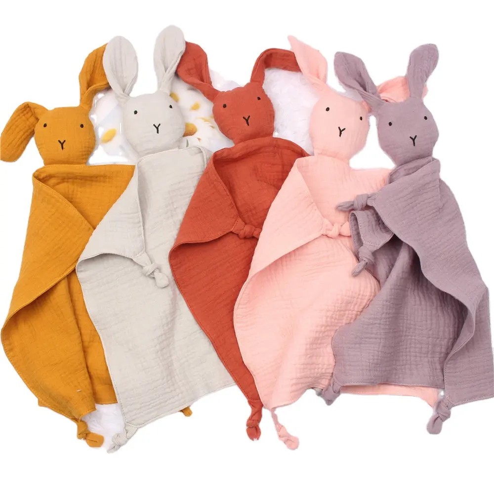 Baby Bio Baumwolle Gaze Kaninchen Schlafs pielzeug beruhigen beschwichtigen Handtuch Säugling Musselin Lätzchen Schal Fütterung Speichel Handtuch Bandana