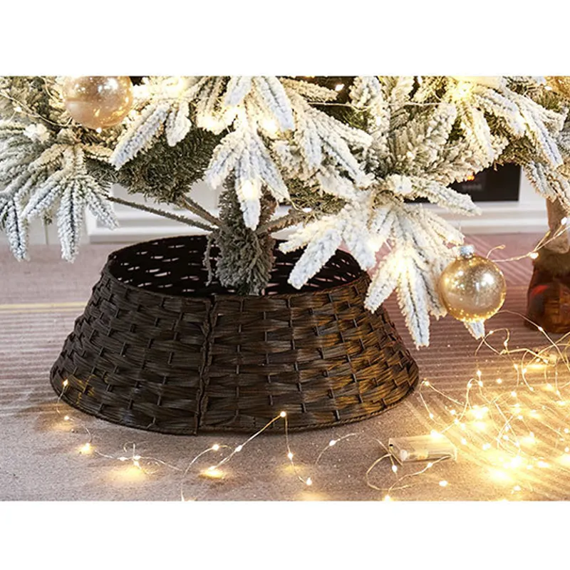 Jinliu tejido a mano PP ratán plástico árbol de Navidad falda Collar Base soporte Navidad decoración del hogar cesta gran Festival