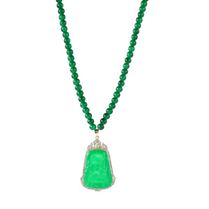Guohaoshipin Green Jade Pendant Necklace With Diamond Bezel Setting For Women Everyday Wear - Product Image 5