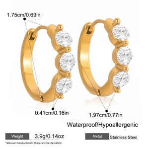 Pendientes de Aro de Acero Inoxidable Chapados en Oro de 18K con Circonita, Modernos, para Mujer, Joyería de Moda para Aniversario, <span class=keywords><strong>E906</strong></span> - Product Image 4