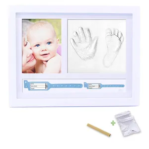 Custom Pasgeboren Baby Handafdruk Touch Inkt Pad Voetafdruk Fotolijst Kit