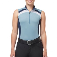 Camiseta Deportiva sin Mangas con Protección Solar UPF+40 para Montar a Caballo, Camiseta Ajustada con Cierre de Cremallera, Ropa Ecuestre