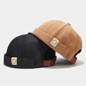 Gorra de marinero informal estilo Docker retro de algodón sin visera, ajustable con borde enrollado, para hombre - Product Image 4