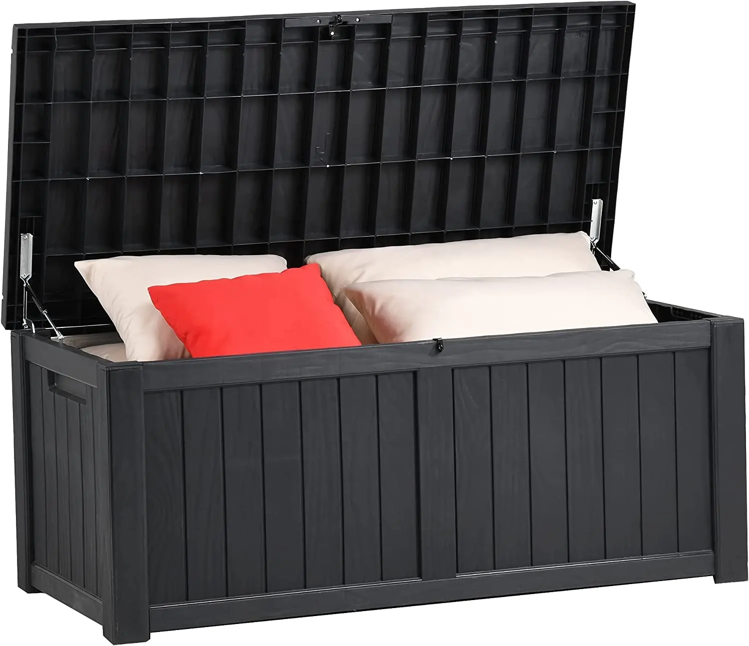 Large Capacity 76 Gallon Waterproof Rattan Plastic Outdoor Deck Patio Garden Storage Box
