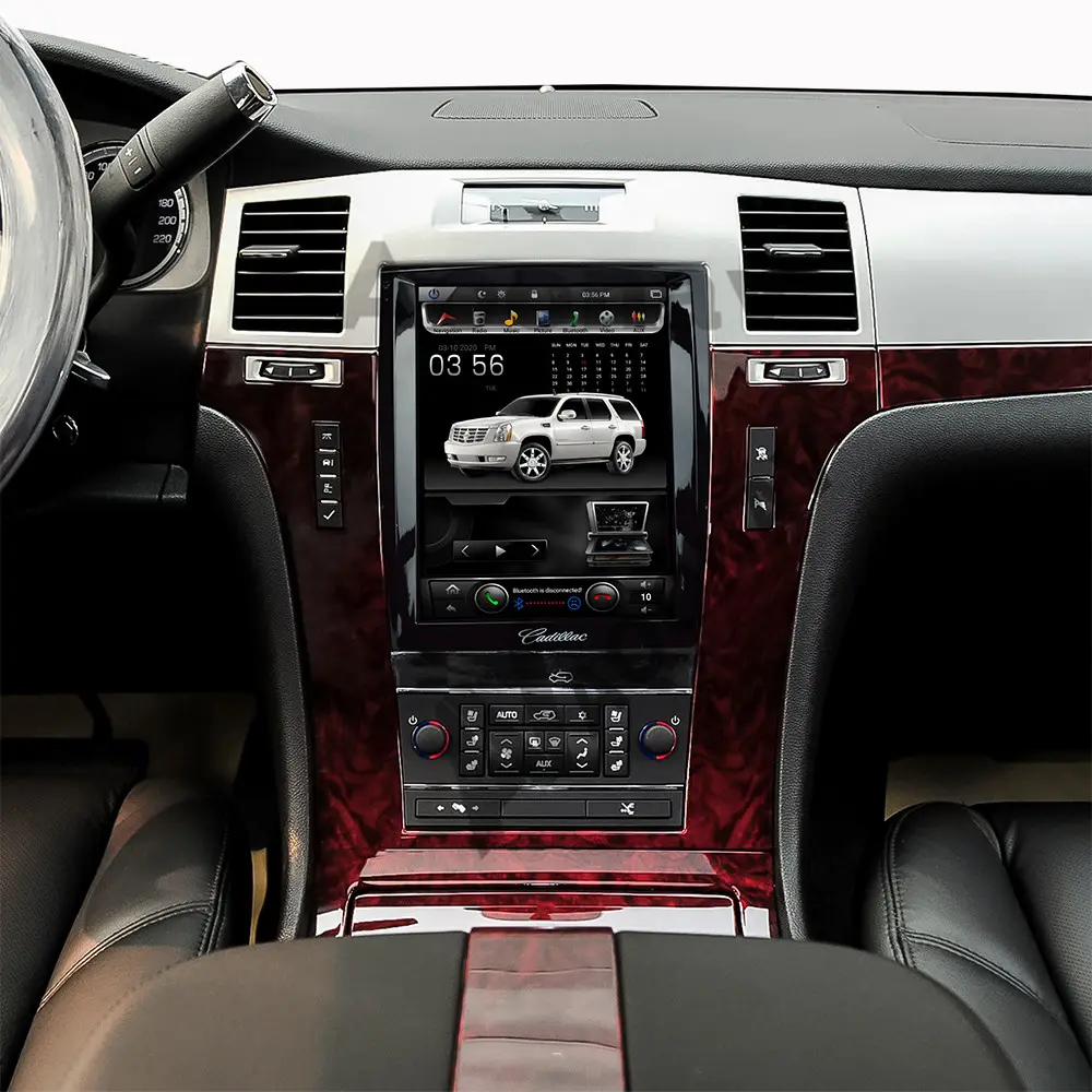 เทสลาหน้าจอ HD สำหรับวิทยุรถยนต์,เครื่องอัดเสียงสเตอริโอเครื่องเล่นมัลติมีเดียหน่วย DSP สำหรับ Cadillac Escalade 2007-2012รถ IPS GPS Navi