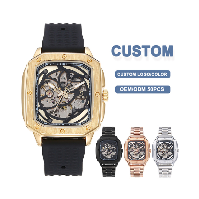 Customized Advanced Mechanical Movement Timepiece Stainless Steel Mechanical Watch 10ATM Waterproof Round Alloy Case Watch