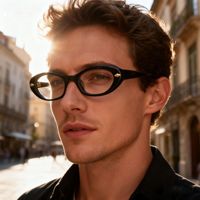 QSKY Montures de lunettes optiques de créateur, style œil de chat, petites, en acétate, pour hommes et femmes