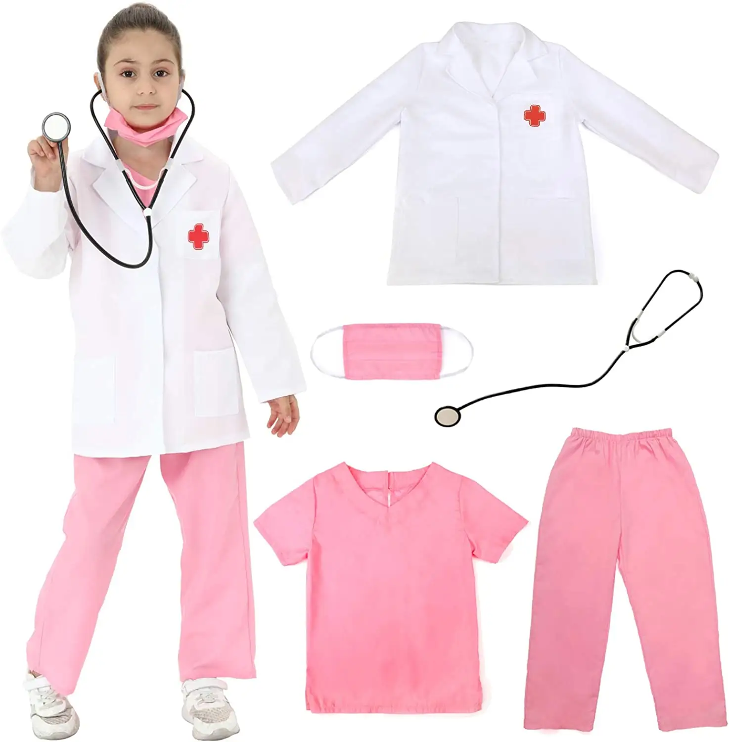 Jas Lab Anak-anak Desain Baru Mantel Dokter Putih Mantel Lab Anak-anak Asli untuk Proyek Sekolah Kostum Halloween