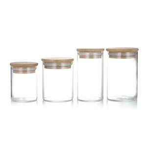 Bán Sỉ Hộp Đựng Thực Phẩm Trong Suốt 200Ml 500Ml 800Ml <span class=keywords><strong>1000Ml</strong></span> Lọ Thủy Tinh Miệng Rộng Có Nắp Tre - Product Image 3