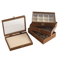 Boîte de rangement pour bijoux en bois de pêche avec fenêtre transparente, compartiments multifonctionnels, anti-poussière, boîte de présentation, organisateur de cadeaux