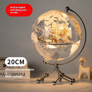Globe terrestre rotund de 20 cm en métal de luxe avec lumière chaude lumineuse pour la décoration intérieure du salon, du bureau et de la maison Xuan - Product Image 5