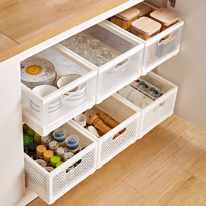Glissière de cuisine grand <span class=keywords><strong>sous</strong></span> évier <span class=keywords><strong>organisateur</strong></span> panier de rangement Rectangle push-pull en plastique multifonctionnel tiroir <span class=keywords><strong>placard</strong></span> conteneur - Product Image 1