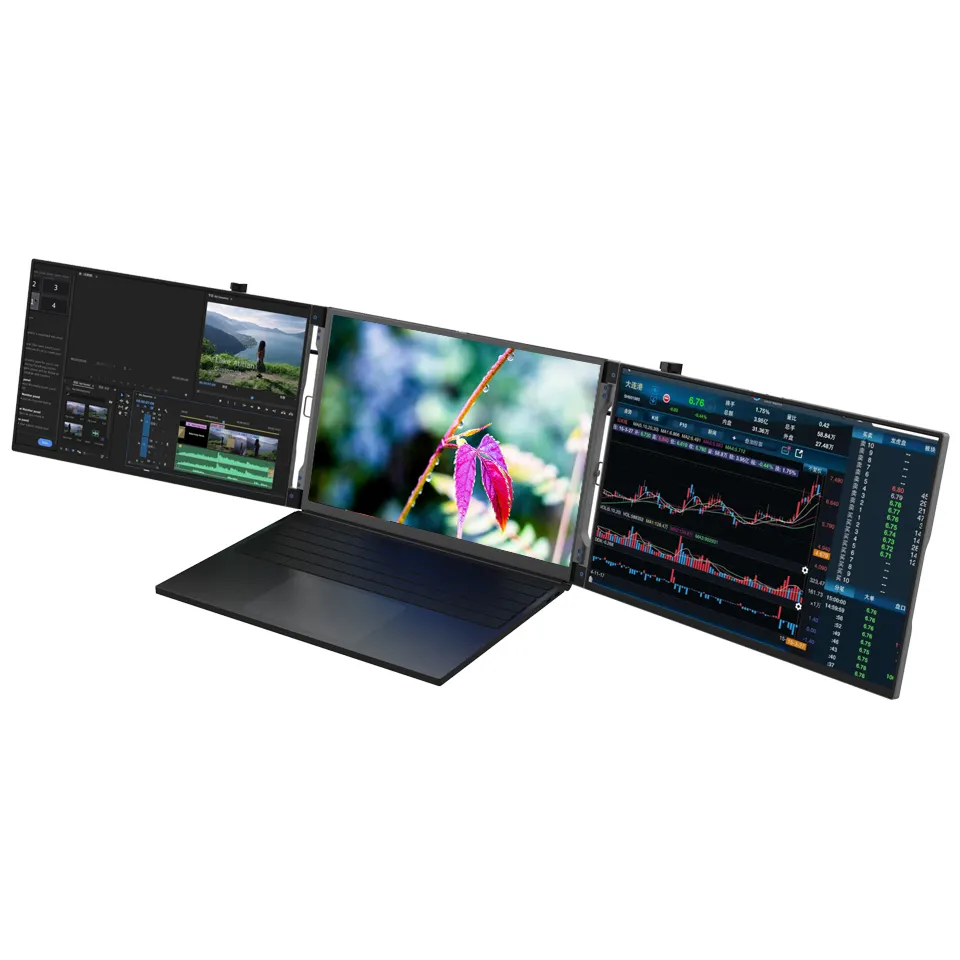 1080P FHD 15 inch Dual Screen Extender LCD Monitor Computer Display Portable Foldable Laptop Smart Gaming Triple Screen Monitor