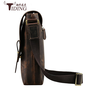 Bolso Bandolera de Cuero Genuino para Hombre Tiding, Color Marrón Oscuro, Piel de Vaca de Primera Capa, Bolso de Hombro Casual para Uso Diario - Product Image 2