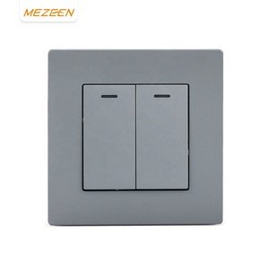 EU Standard <strong>2</strong> Gang 1 <strong>Way</strong> <strong>2</strong> <strong>Way</strong> Electric Power <strong>Push</strong> <strong>Button</strong> Wall Light <strong>Switch</strong> with LED Indicator in PC Panel 250V 10A - Product Image 1