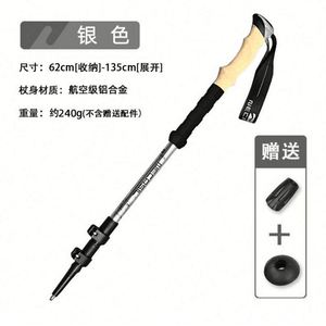Bastones de Trekking de Aleación de Aluminio Paria, Telescópicos de 3 Secciones, Ajustables de 5 Articulaciones, con Bloqueo Ext, Mango Recto Ultraligero - Product Image 5
