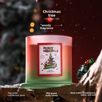Ensemble cadeau de bougies parfumées à la cire de soja faites à la main en forme de tasse sur le thème de Noël Bai Mi avec boîte de couverture en cloche dorée