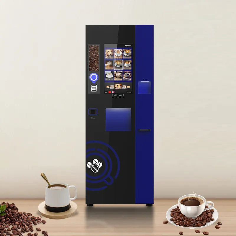 Máquina Expendedora de café y té helado comercial al aire libre, máquina expendedora de café automática operada con tarjeta, precio para negocios