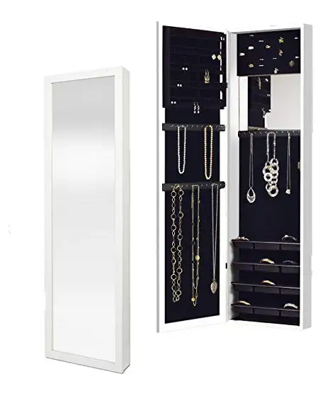 Super sized handing upright jewelry cabinet mirrored