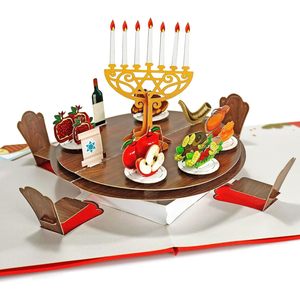 Tarjeta de Felicitación 3D Pop-up para Rosh Hashanah, Año Nuevo Judío, Redonda, Impresión Digital a 4 Colores, Acabado Mate - Product Image 1