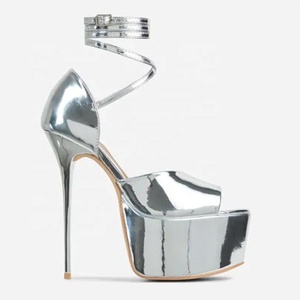 Zapatos de tacón alto fino con plataforma y correa al tobillo para mujer, sandalias de charol con punta abierta para bailarinas de pole dance, zapatos de club para mujer - Product Image 4