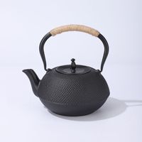 Bouilloire en fonte de style Ding, petite théière en fonte non revêtue, service à thé pour faire bouillir l'eau et infuser le thé, modèle brut 1-A-1500, luxe léger rétro