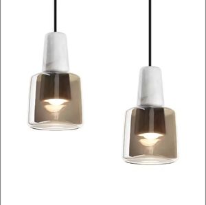 Lustre LED simple nordique de haute qualité pendentif en verre ambre avec télécommande pour salle à manger ou cuisine - Product Image 2