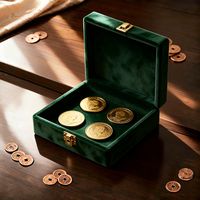 Boîte de présentation de pièces de monnaie en velours de luxe - Boîtes rigides en matériaux recyclés écologiques - Emballage cadeau pour pièces de monnaie commémoratives