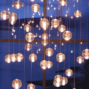 Lustre De Teto Alto Dimmable LED Bolha Lustres Iluminação Escada Longa Lâmpadas Pingente Entrada Lustre De Cristal - Product Image 3