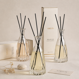 AIKUN Wholesale Factory Custom Transparent Glass Reed Diffuser Aroma Reusable Fragrance <b>Set</b> for Home Wholesale - Product Image 1