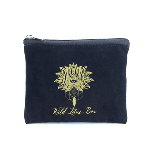Custom logo Printed Velvet Pouch Bag Jewelry Packaging for Ladies Cosmetic Bag <b>Small</b> Makeup Pouch Velvet Zipper Bag - Product Image 3