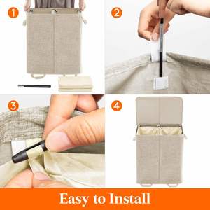Double Laundry <b>Basket</b> with 2 Removable Bags 2 Section Laundry Bin with Handles for <b>Bathroom</b> Bedroom - Product Image 3