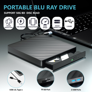 Graveur de CD/dvd/vcd <span class=keywords><strong>externe</strong></span> <span class=keywords><strong>Blue</strong></span>- <span class=keywords><strong>Ray</strong></span> multifonction 6 en 1 Graveur de lecteur Extension 4 ports Une ligne Double usage Usb 3.0 Type-C - Product Image 3