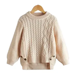 Supplier Low MOQ Toddler 100% Cotton Cable Knit Newborn Pullover Infant Top Knit Sweater Baby